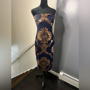 Dark Blue and Bronze Tube Dress